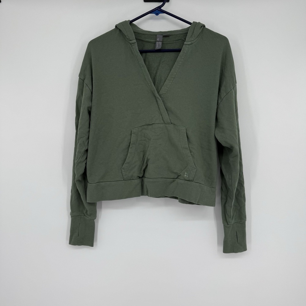 Sweaty Betty Army Green Activewear‎ Essentials Pullover Hoodie Cropped Gym S 4-6